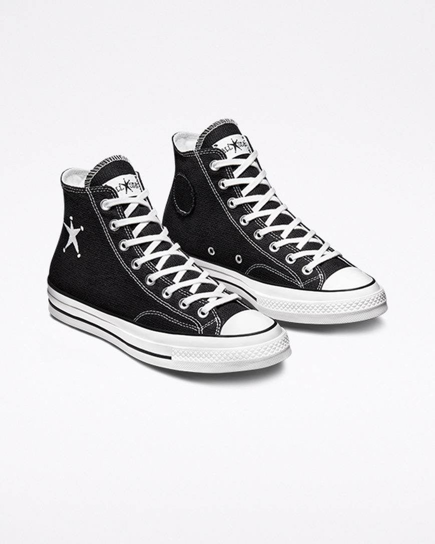 Zapatillas Altas Converse x Stüssy Chuck 70 Hombre Negras Blancas Negras | PE 20E85L